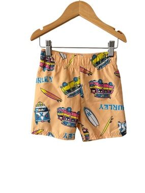 Hurley Peach Swim Shorts with Surf Van & Board Print 3T